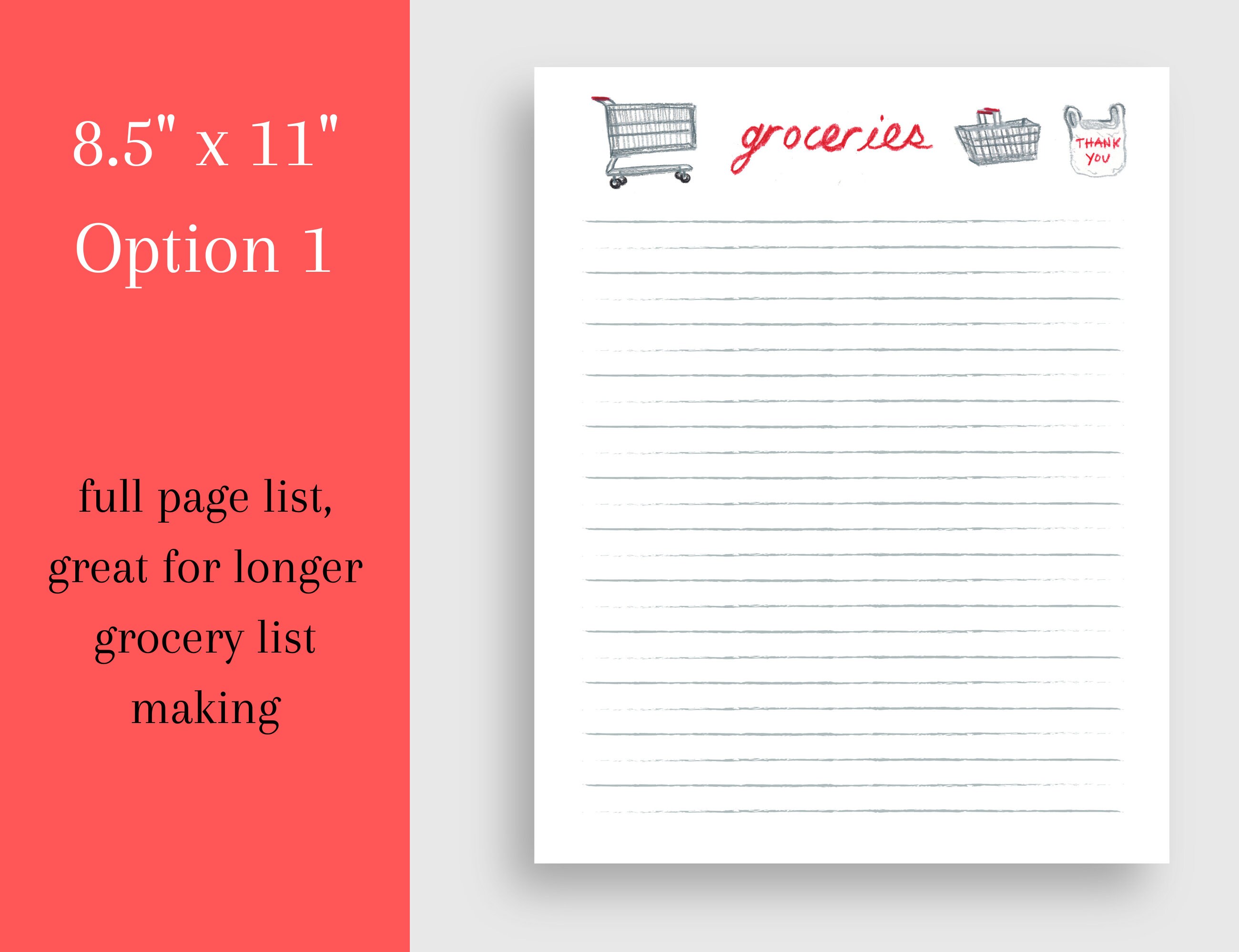 Illustrated Printable Grocery List - Etsy