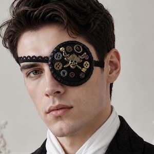 Steampunk Pirate Eye Patch, Victorian Gothic Gear Eyepatch Costume Accessory