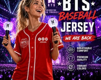 Custom BTS Baseball Jersey, Personalized Name Number Kpop Fan Shirt, Concert Outfit, ARMY Gift for Women Men