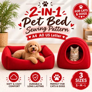 PDF Cat Cave Sewing Pattern / Pdf pet sewing pattern/ Cozy DIY Cat Bed / Beginner-Friendly Cat House Pattern