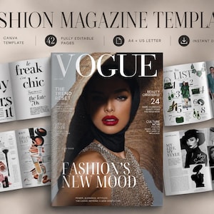 Sjabloon modetijdschrift: redactioneel lookbook (digitale download Canva)