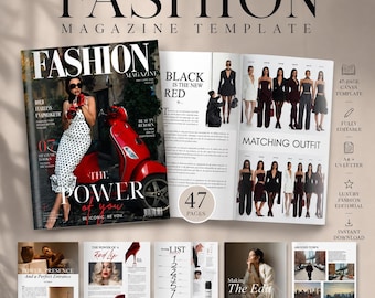 Fashion Magazine Template: Vogue Style Keepsake (Canva Digital Download)