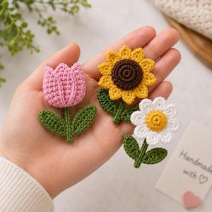 Enkelt virkat blommagnetmönster