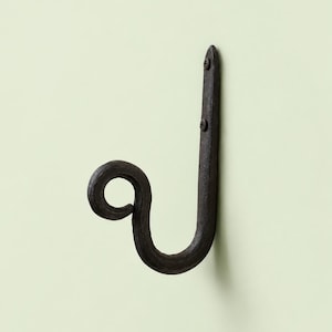 Hand Forged Iron Coat Hook, Rustic Farmhouse Industrial Hardware