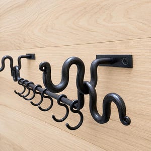 Handmade Wrought Iron Pot and Mug Rack, Rustic Farmhouse Kitchen Organizer