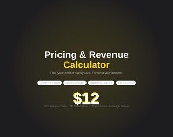 Airbnb Pricing Calculator | Nightly Rate Optimizer | Revenue Forecast (Excel Template)