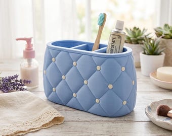 Quiltad organizer STL-fil för 3D-utskrift, badrumsförvaring, sminkbordsorganisatör