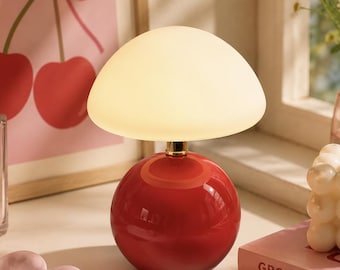 Kolorowa lampa stołowa w kształcie grzyba | Lampka nocna w stylu retro | Dekoracja dopaminowa