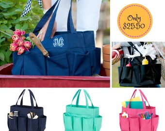 Teacher Lesson Plan Bag- Embroidered with Monogram Mint Carry All Tote Utility Bag Tool Storage Craft Supplies Organizer