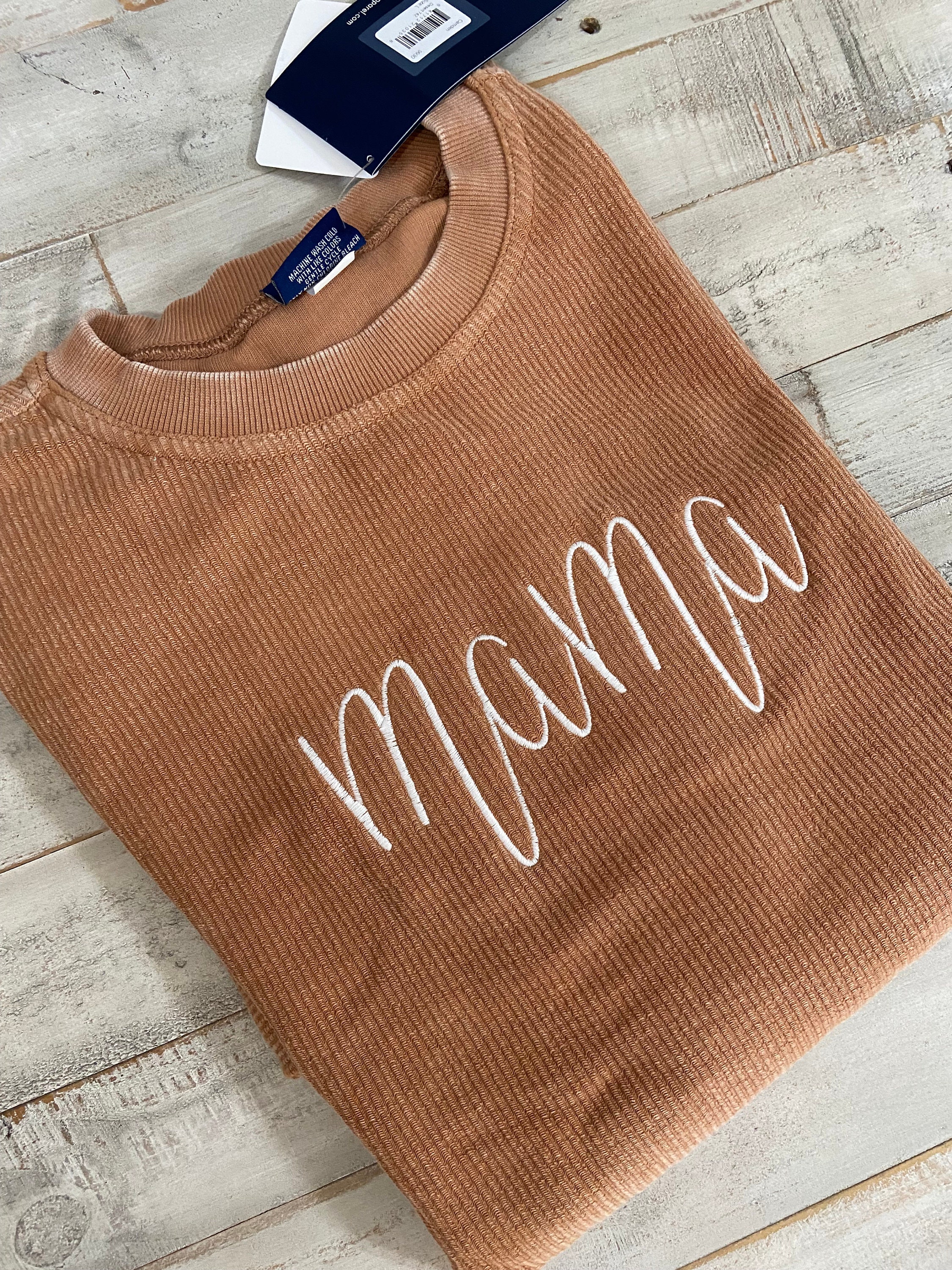 Embroidered Corded MAMA Sweatshirt - Ribbed Cotton Crewneck - Charles River Corded Sweatshirt - GiGi Sweatshirt - Nana Sweatshirt - Trendy
