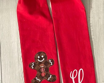 Gingerbread man Sash for Christmas Wreath - Christmas Sash Decor for Door- Christmas Decor -  - Ready to ship - Boxwood Wreath Sash