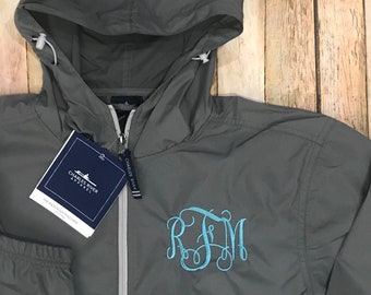 Monogrammed CHARLES RIVER RAIN Jacket - Charles River Pack N Go Rain Coat - Monogrammed Rain Jacket - Monogrammed Rain Pull Over,