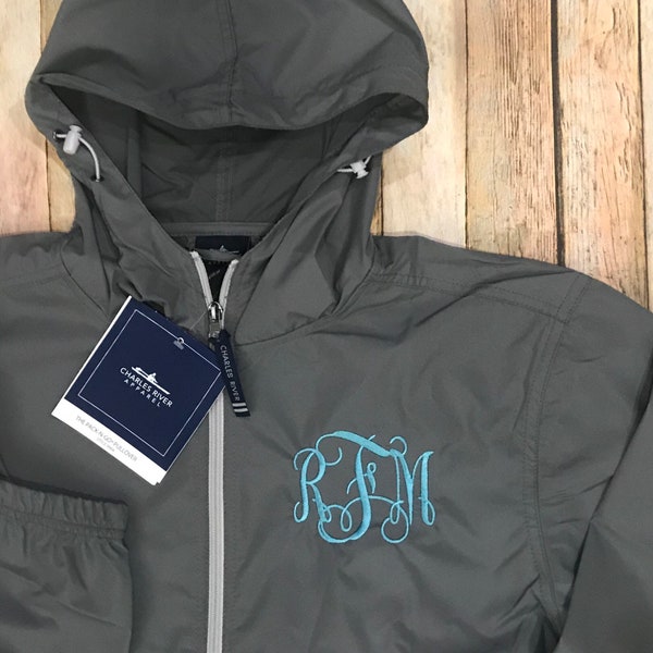 Monogrammed CHARLES RIVER RAIN Jacket - Charles River Pack N Go Rain Coat - Monogrammed Rain Jacket - Monogrammed Rain Pull Over,