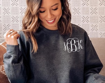 Monogrammed Sweatshirt - Monogram Sweater - Crewneck - Christmas gifts for her - Gildan sweatshirts - Unisex Fit