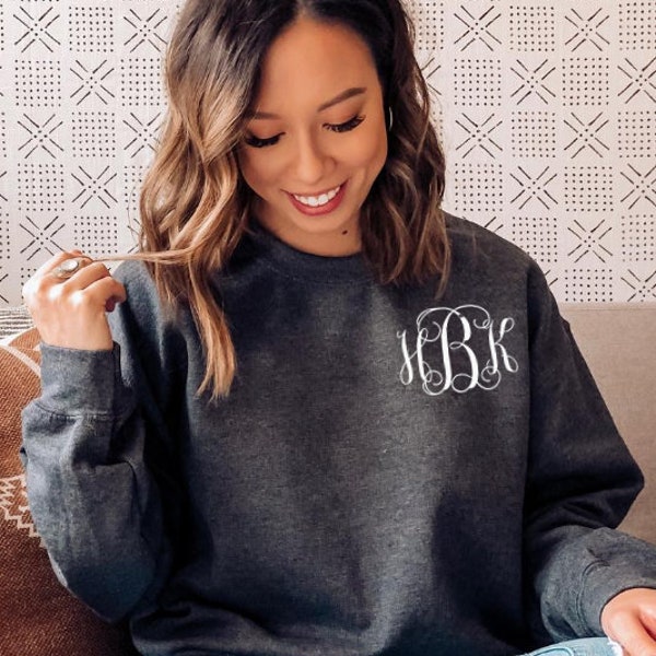 Monogrammed Sweatshirt - Monogram Sweater - Crewneck - Christmas gifts for her - Gildan sweatshirts - Unisex Fit