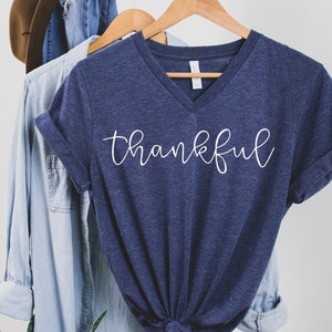 THANKFUL - Bella Canvas V-neck - Soft tee shirt - v-neck