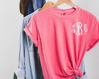 Monogrammed Comfort Colors T-shirt - Short Sleeve Shirt - Cotton Pigment Dyed Shirt - Vintage T-shirt  - Great gift for her!