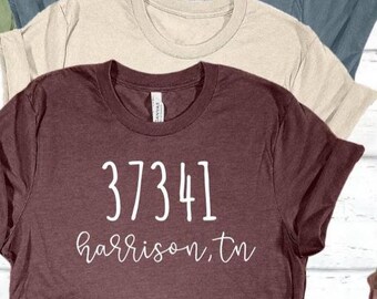 Custom Zip Code T-Shirt – City & State, Unisex Bella Canvas Tee - Unique Zip Code and City Shirt - Unisex Size - Gifts for Her