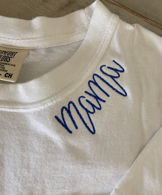 Embroidered Mama Comfort Colors T-Shirt – Crew Neckline Tee