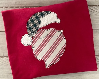 VINTAGE SANTA APPLIQUE - Christmas Santa T-shirt - Christmas Santa Sweatshirt - Embroidered Christmas Santa - Trendy Santa - Raggy Applique
