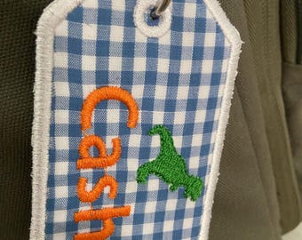 Boys Personalized Bag Tag - Name Tags for Backpack - Custom Name Keychain - Zipper Pull - Diaper Bag Name Tag - Toddler Embroidered Keychain