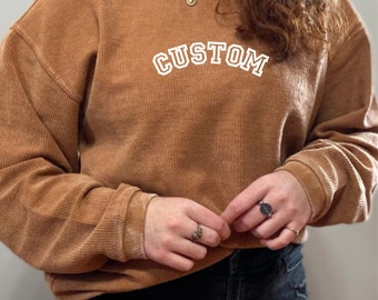 CUSTOM ATHELETIC CORDED Crew Sweatshirt, Charles River Sweatshirt, Corded Sweatshirt, Custom Embroidered, Customizable Dressy Sweatshirt
