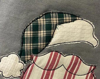 VINTAGE SANTA APPLIQUE on short sleeve, long sleeve or sweatshirt - Christmas Santa T-shirt - Christmas Santa Sweatshirt - Applique Santa