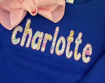 Toddler Floral Applique Sweatshirt - Crewneck Appliqued Sweatshirt with Child's Name - Toddler Custom Sweatshirt - Rabbit Skins