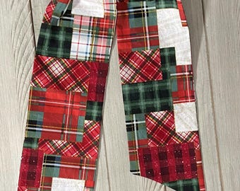 Patchwork Christmas Wreath Sash - Christmas Sash Decor for Door- Christmas Sash -Christmas Door Decor - Boxwood Wreath Sash