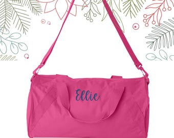CUSTOM NAME on DUFFEL Bag - Cheer Bag with name - Small Duffel Bag in multiple colors - 18 inch duffel bag - Cheer Duffel Bag