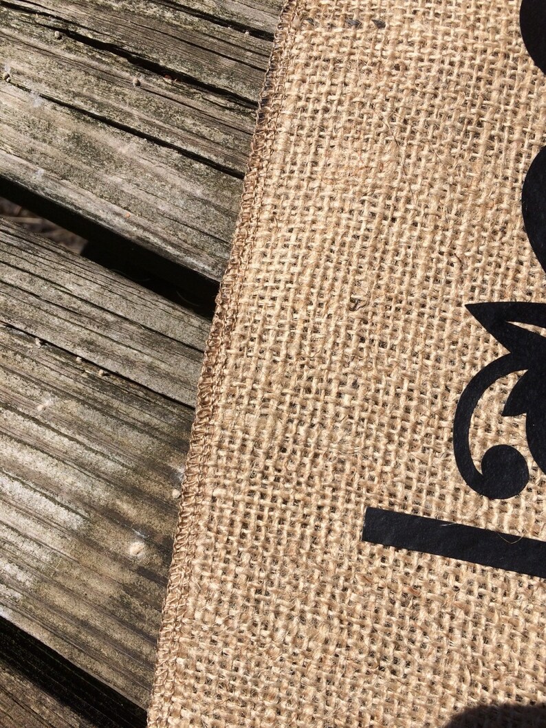 Vinyl Monogram Burlap Yard Flag Burlap Yard Decor Vinyl Etsy