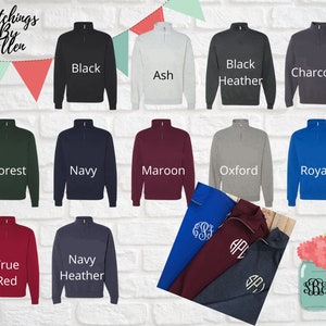 QUARTER ZIP SWEATSHIRTS - Monogrammed Quarter Zip Sweater - Unisex 1/4 zip sweatshirt - Jerzee - Sweatshirts for her - Embroidered monogram