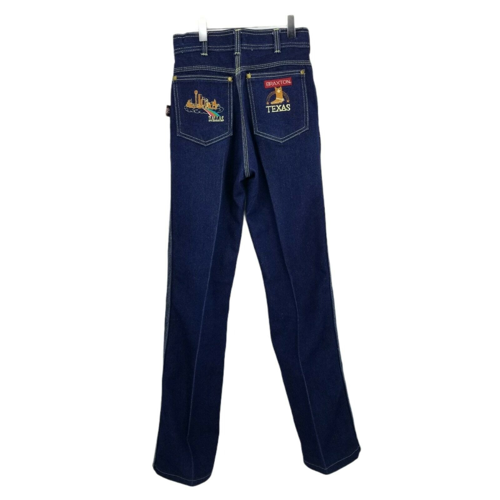Vintage Braxton Womens Blue Embroidery Dallas Texas Medium Denim Jeans Size 8