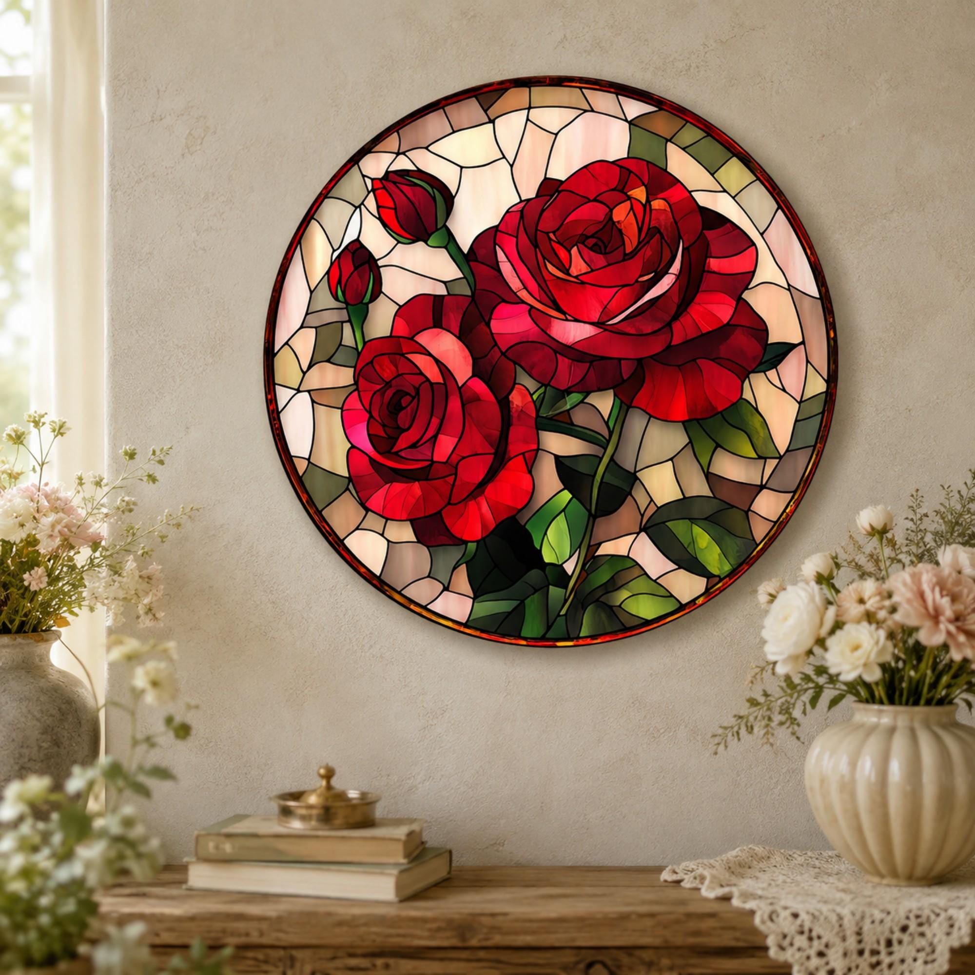 Round Frame Rose Art - Etsy