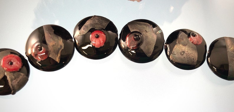 Black and Shimmering Silver Glass Lampwork Beads For BraceletNecklace Jewelry Supplies by Judy