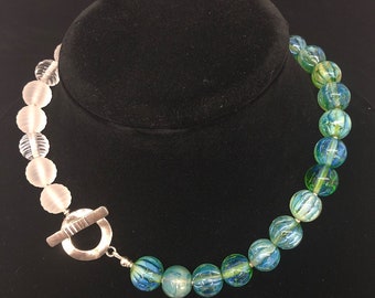 Lampwork Bead Necklace in Shimmering Silver Glass