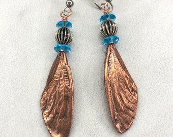 Cicada Wing Earrings - Copper Electroplated