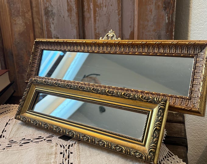 Vintage Rounded Rectangular Mirror A a Set of Vintage Gold Ornate Rectangular Mirrors - Etsy