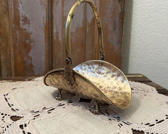 A vintage, hammered brass mini log/flower or anything holder