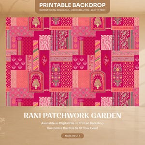 Rajasthani Patchwork Wedding Backdrop | Pink Mehndi Stage Backdrop | Jaipur Textile Event Background | Printable Digital Download