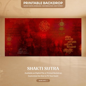 Shakti Sutra Backdrop | Sacred Devi Mantra Wall | Hindu Spiritual Background | Temple Ceremony Printable Digital Download | Navratri | Garba