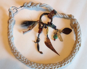 amulet necklace handmade cotton chain