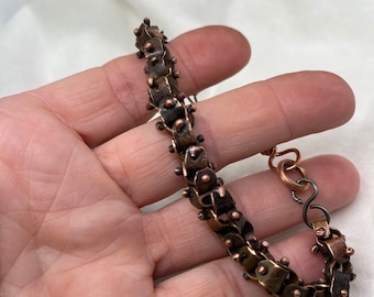 artisan, link in link, handmade chain, copper bracelet, with hook closure, gift wrapped