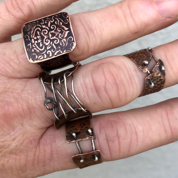 Maßgeschneiderte Ring-Band nur für Sie, Kupfer und Sterling Silber Korsett Ring oder Spinner Ring geätzt Ring oder Design