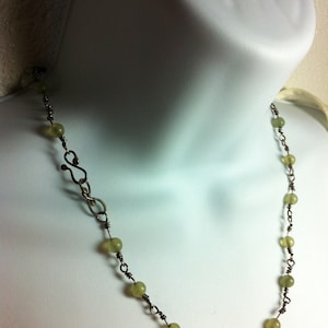 sterling rosary chain, with Jade Beads, and oxidized patina, all handmade chain