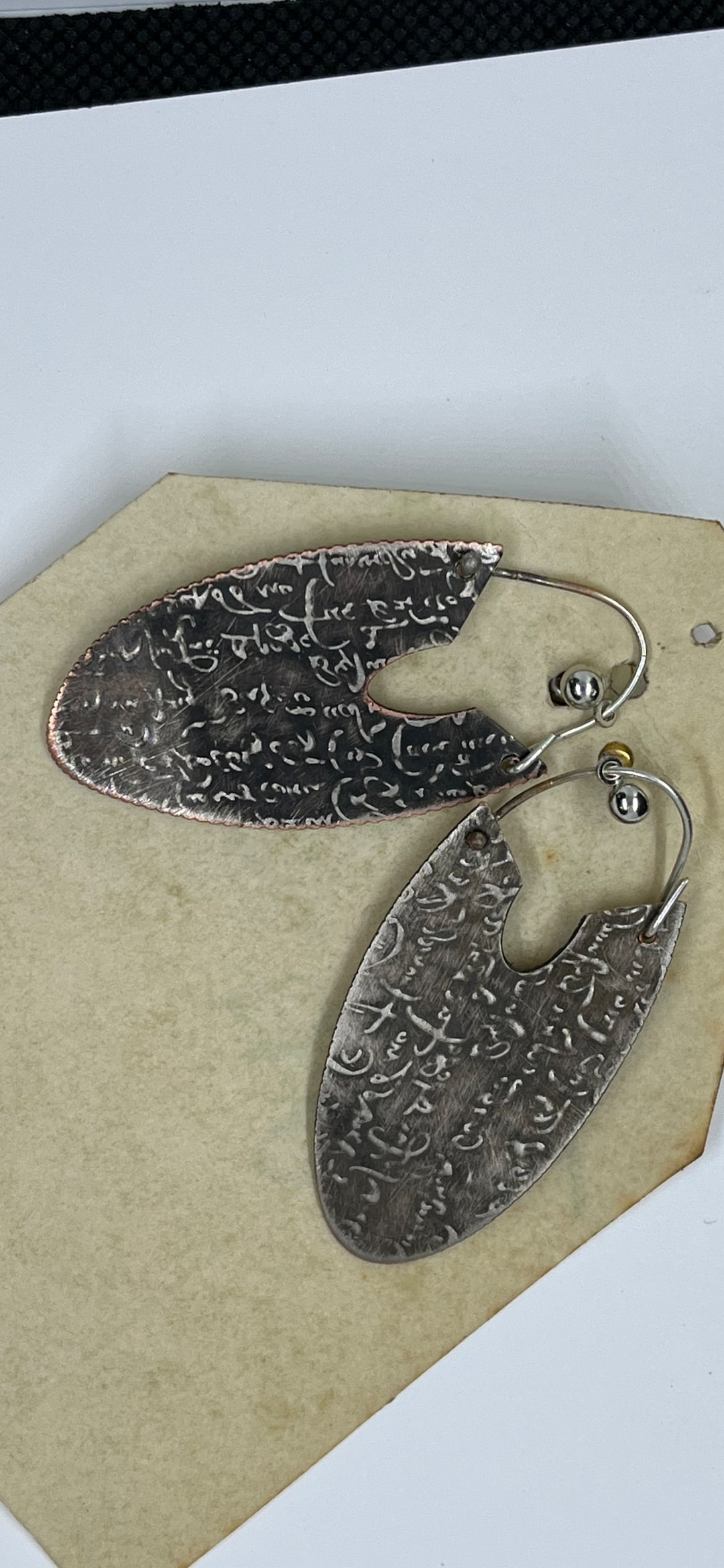 Handmade Coin Dangle Earrings: Geometric Imprint, Sterling Silver - Etsy