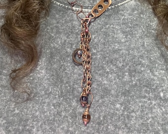 Dangle artisan handmade copper necklace, OOAK necklace, all handmade, and unique