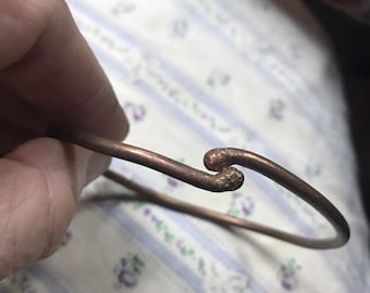 Minimalist,or stacking, Simple hook copper bangle