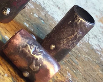 Handmade Copper & Sterling Silver Dread Bead - 10mm