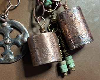 Artisan handmade Zipper charms in copper, brass, and bronze